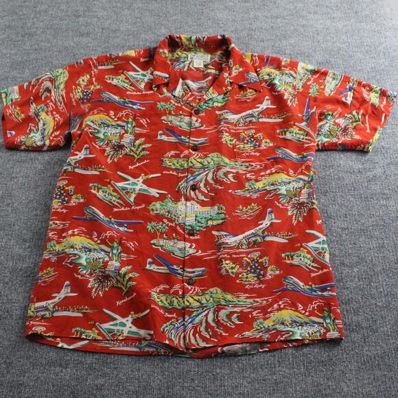 Avanti Shirt Mens XL Silk Hawaiian Aloha Camp Map Print Retro Colorful Tropical - Picture 1 of 7